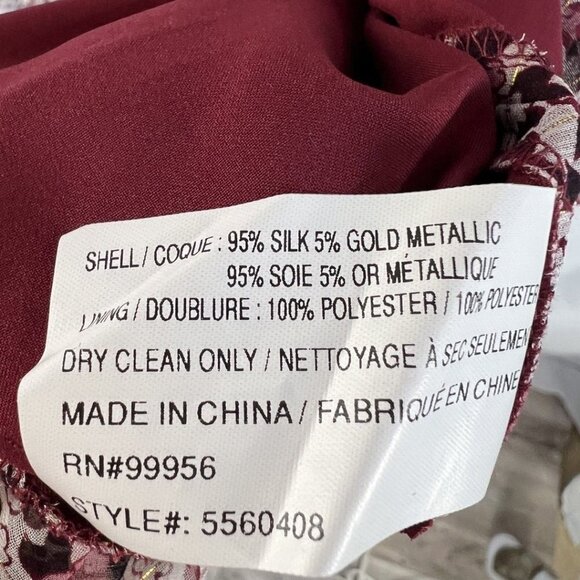 Shoshanna Maroon Gold Elnora Midi Dress $455 - Picture 13 of 14